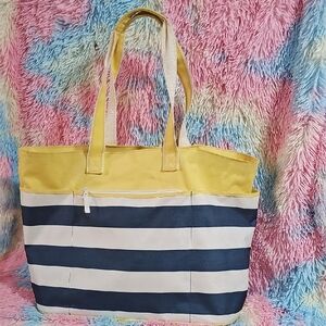 Striped Yellow and Blue Beach Bag